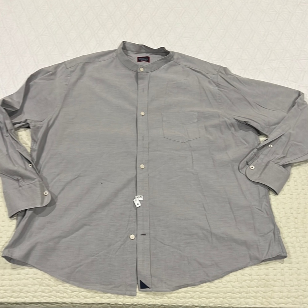 Untuckit collarless or band collar button down shirt